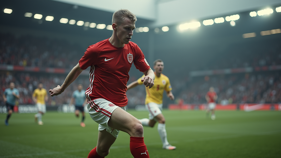 Nærbilde av Erling Haaland i aksjon på fotballbanen