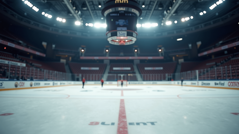 Oversiktsbilde av ishockeyarena med lag i aksjon