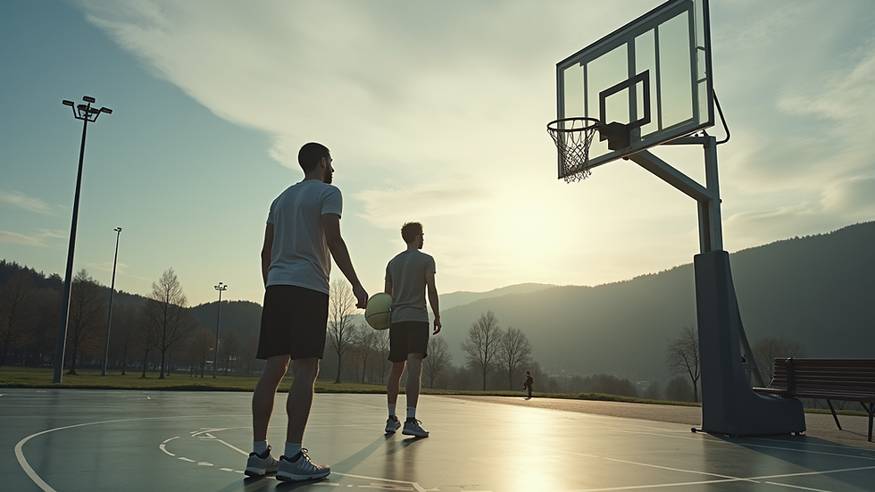 Nærbilde av basketball som spretter på banen i Bergen