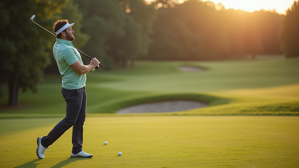 Golfspiller som slår et presist slag på fairway