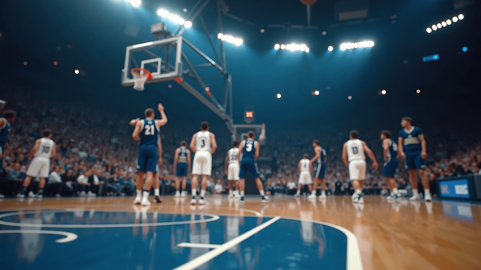 Oversiktsbilde av basketballkamp med Timberwolves i angrep