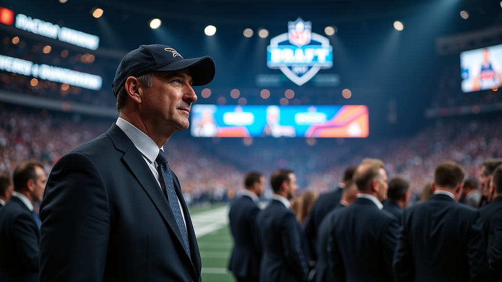 Nærbilde av NFL Draft-scenen med lys og publikum
