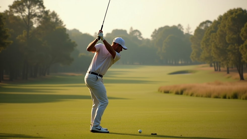 Nærbilde av golfspiller som slår et avgjørende slag under US Open-kvalifisering