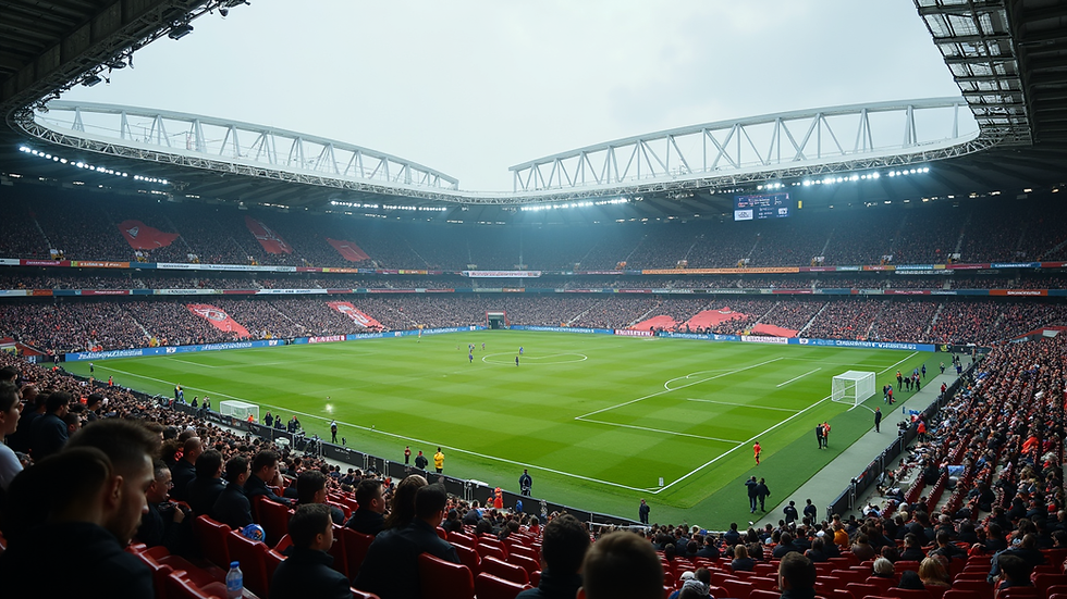 Oversiktsbilde av Jordal stadion i Oslo med amerikansk fotballtrening