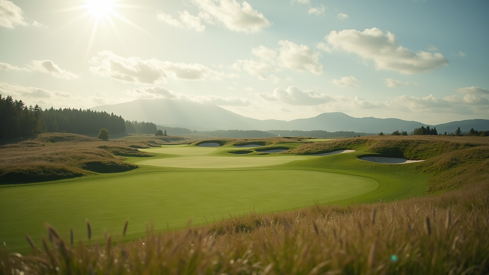 Oversiktsbilde av The Belfry golfbane med frodig landskap
