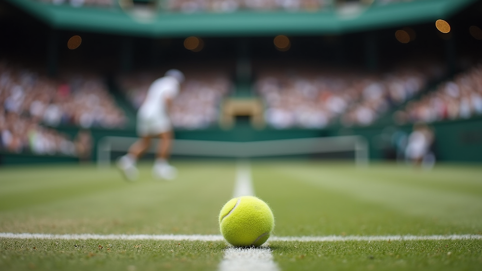Sidebilde av tennisbane med publikum og spillere i kamp
