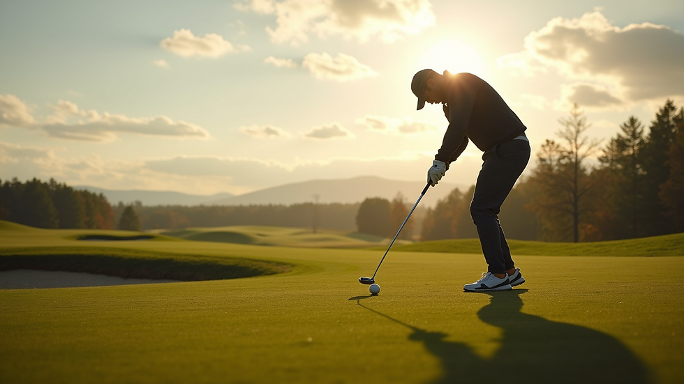 Oversiktsbilde av golfbane med spillere i aksjon under finalerunden