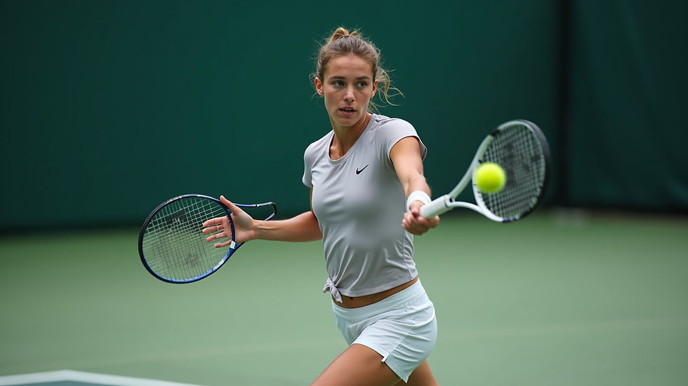 Nærbilde av Jannik Sinner som slår en kraftfull forehand på tennisbanen