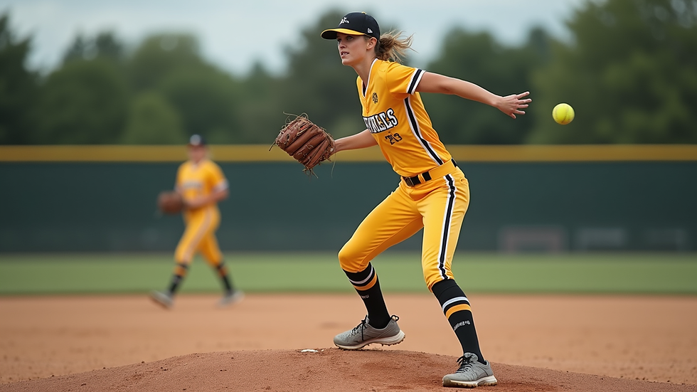Nærbilde av softballspiller som slår ballen i AUSL All-Star Cup 2026