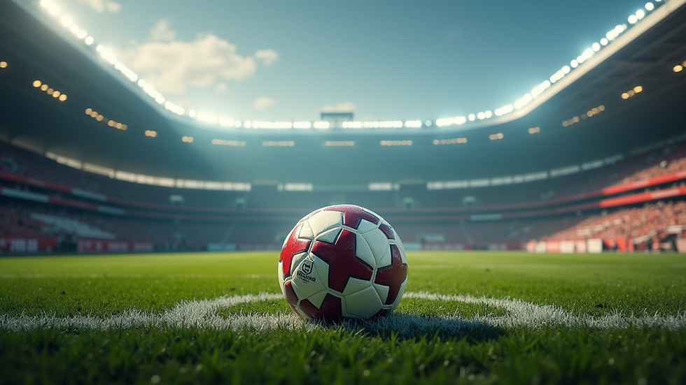 Nærbilde av fotballkamp i europeisk stadion