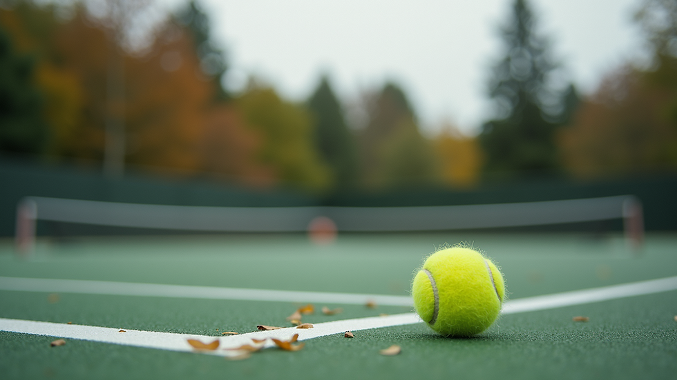 Oversiktsbilde av gressbane med tennisnett