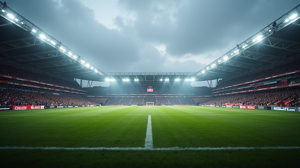 Oversiktsbilde av fotballstadion i Sveits med mange tilskuere under kamp