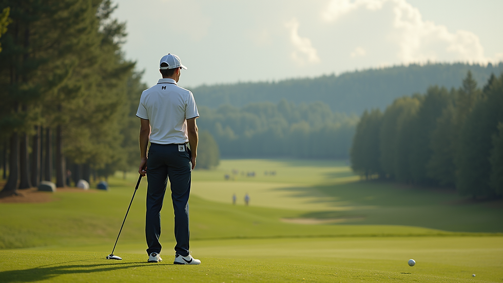 Oversiktsbilde av diskgolfbane med spillere i aksjon