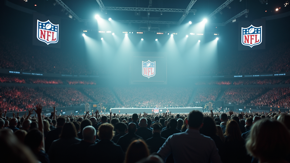 Nærbilde av NFL-draftens scene med lys og publikum