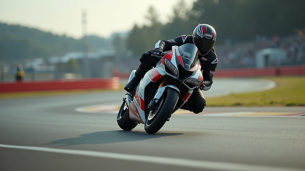 Sideprofil av Moto2-sykkel i aksjon på racingbane