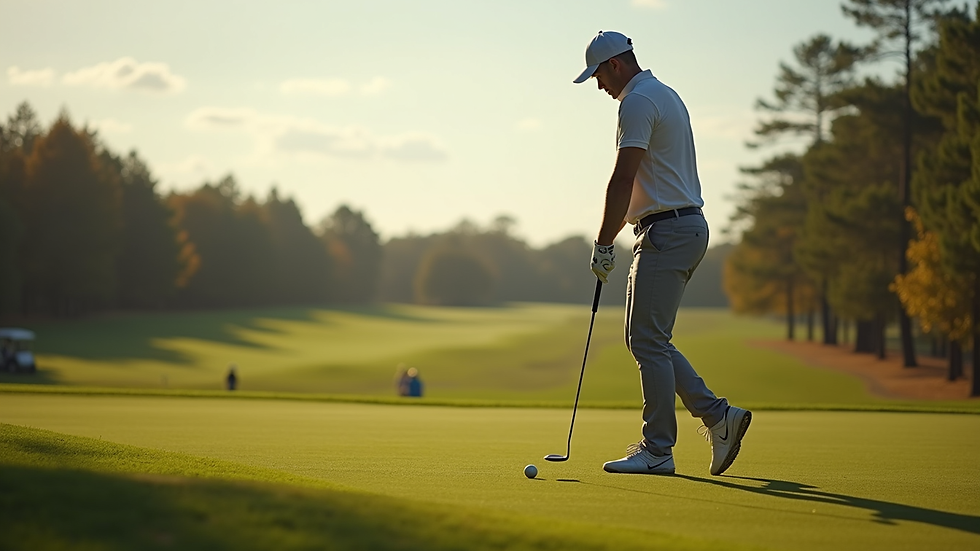 Oversiktsbilde av golfspiller som slår ut fra tee