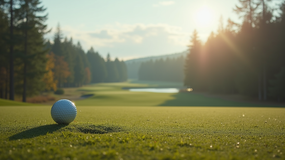 Oversiktsbilde av en golfbane med spillere i aksjon under en turnering
