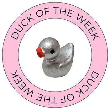 Pink and yellow Cute duck Illustrative Business Thank You Circle Sticker.png