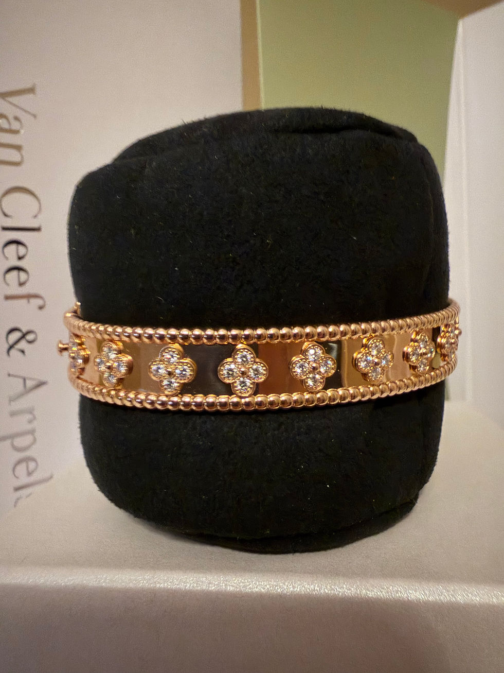 Thumbnail: Van Cleef & Arpels Perlée Clovers Diamond 18k Rose Gold  Model Bracelet size  L