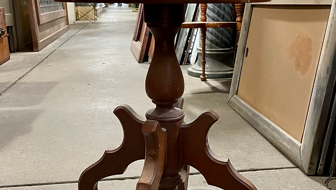 Vintage Wooden Table with Marble Top