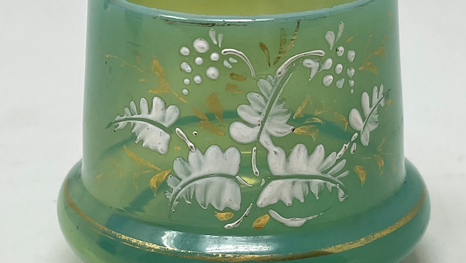 Vintage Vaseline Glass Cigarette/Candle Holder