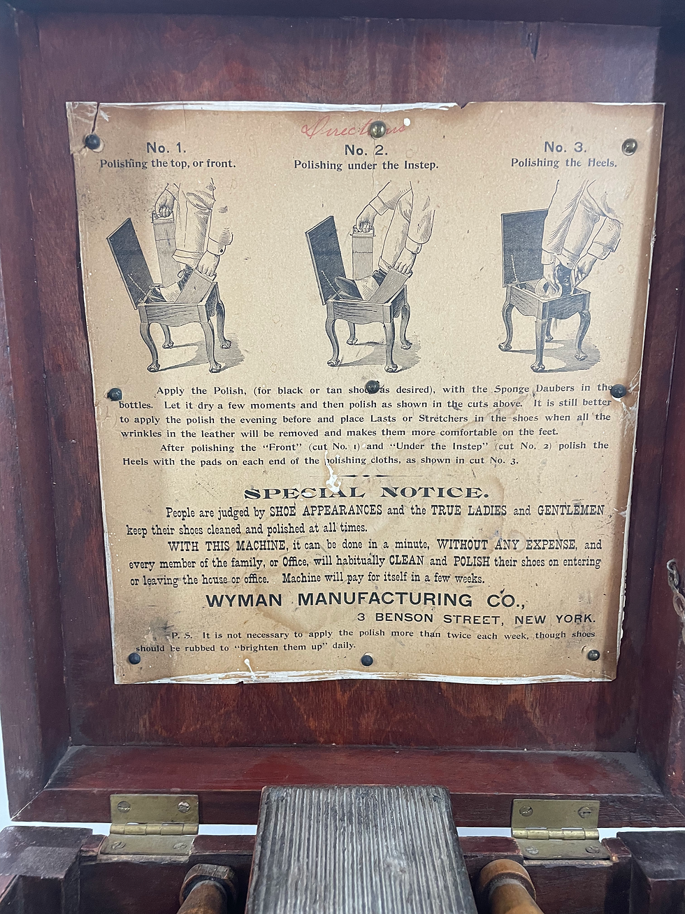 Thumbnail: Unusual Shoe Shine Box by Wyman Manufacturing