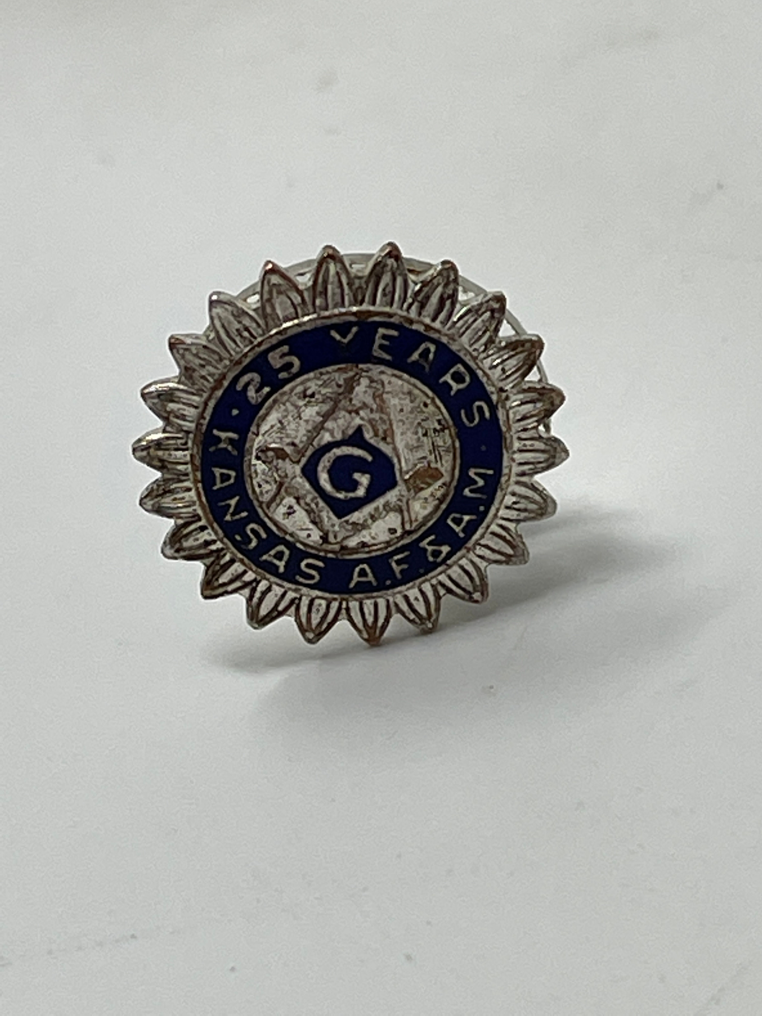 Freemasons Sterling Silver 25 Year Commemorative Lapel Pin/Tie Tack