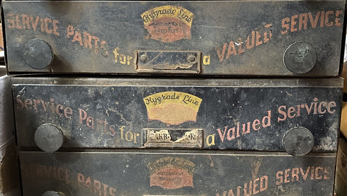 Vintage Hygrade Line Carburetor Parts Cabinet