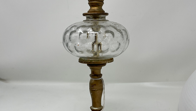 Vintage Glass and Brass Table Lamp