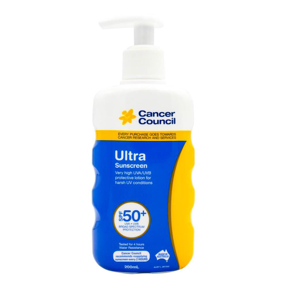 CANCER COUNCIL 200mL SUNSCREEN ULTRA SPF+ 50 - 4/PCK