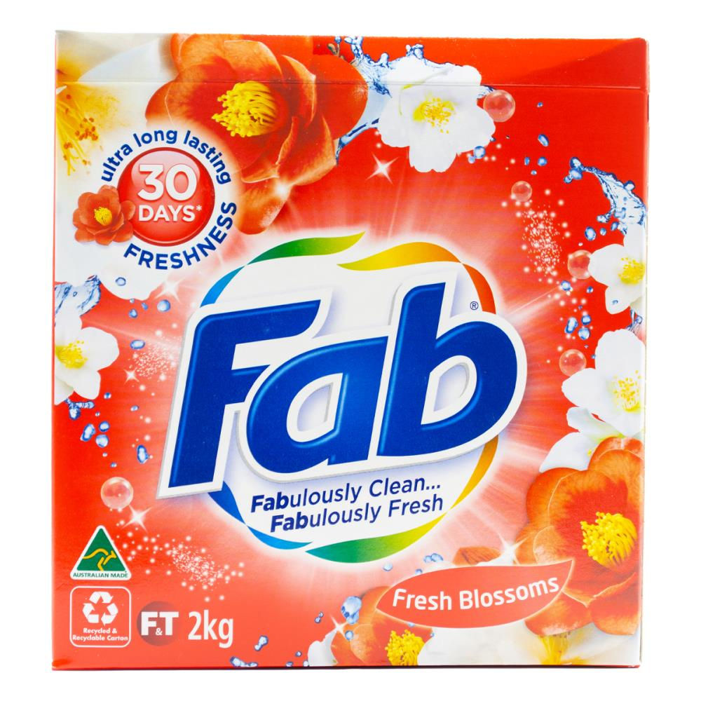 FAB 2kg LAUNDRY POWDER FRONT & TOP LOADER FRESH BLOSSOMS - 6/CTN