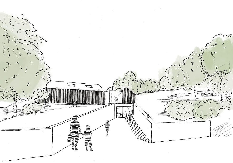 perspektivische Handskizze des Eingangs der Kindertagesstätte