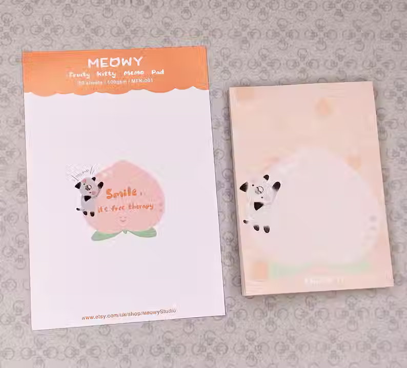 Thumbnail: Cute fruit & cat memo pad 50 sheets