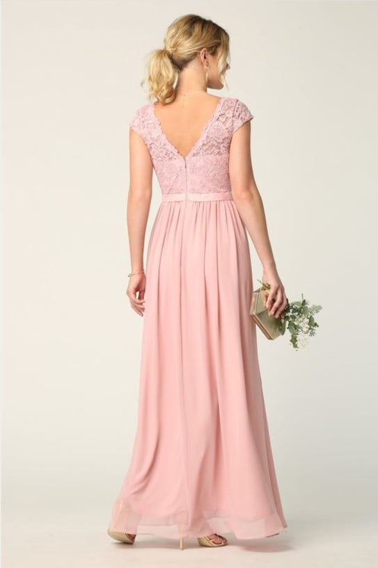 Thumbnail: V Neck Lace Bodice Dress