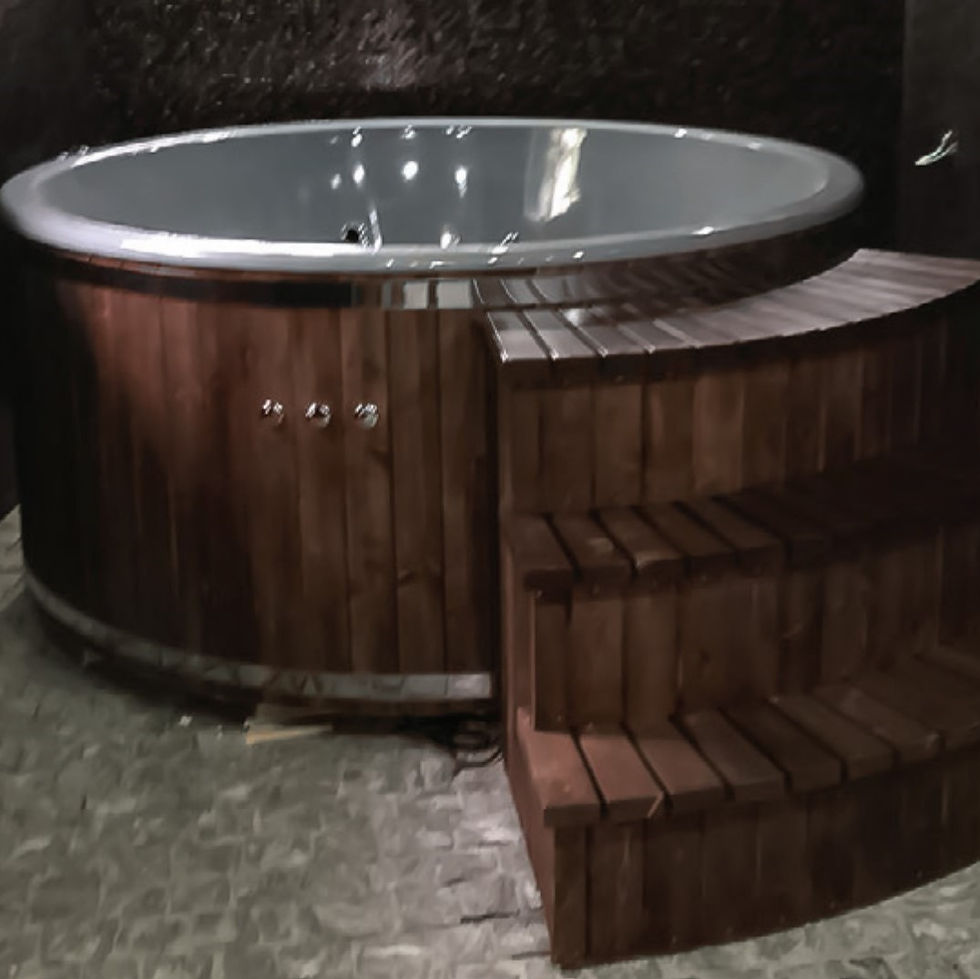 Miniatyrbild: Badtunna 200x85 cm, utvändig kamin