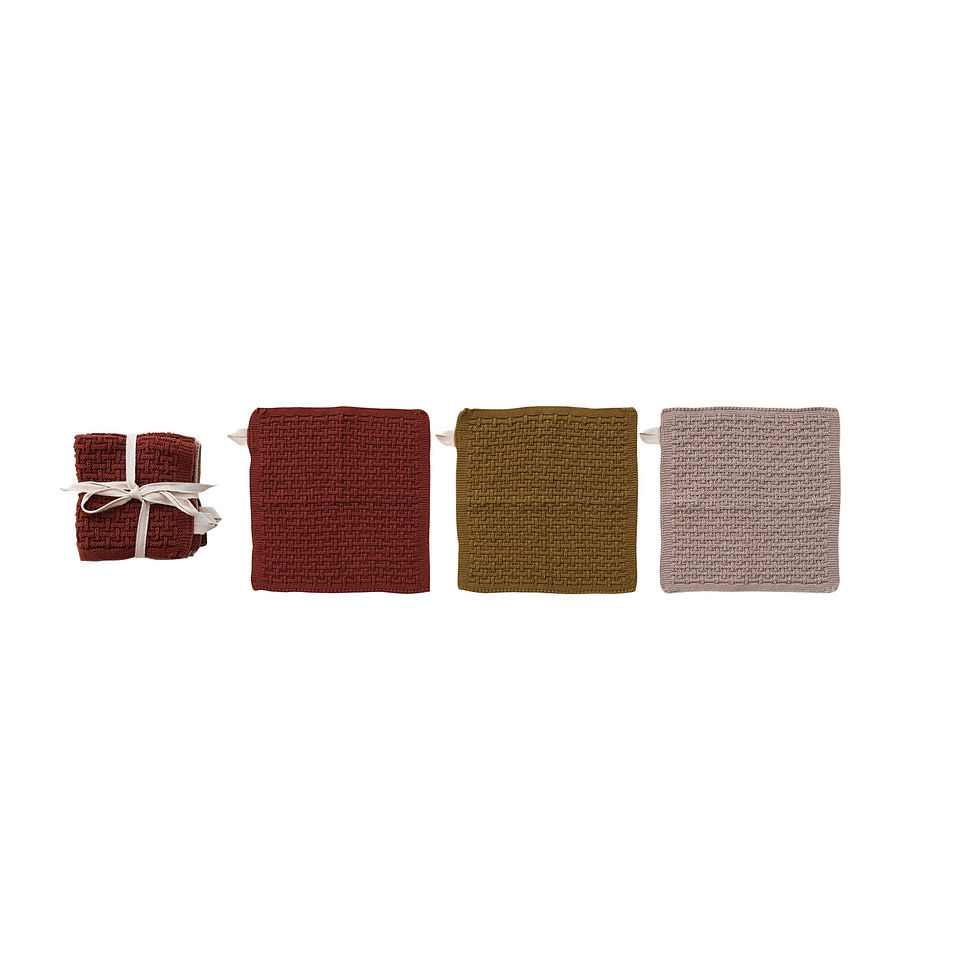 Thumbnail: Creative Co-Op Knit Dish Cloths S/3