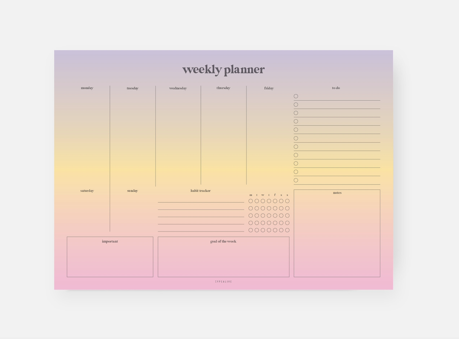 Typealive Wochenplaner Sunset