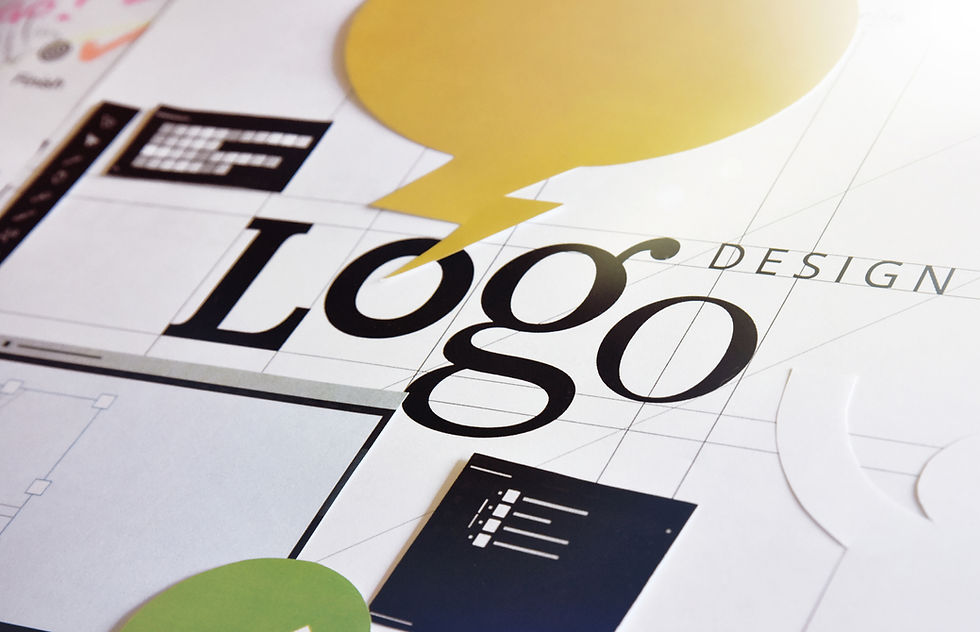 Word logo and abstract design on paper