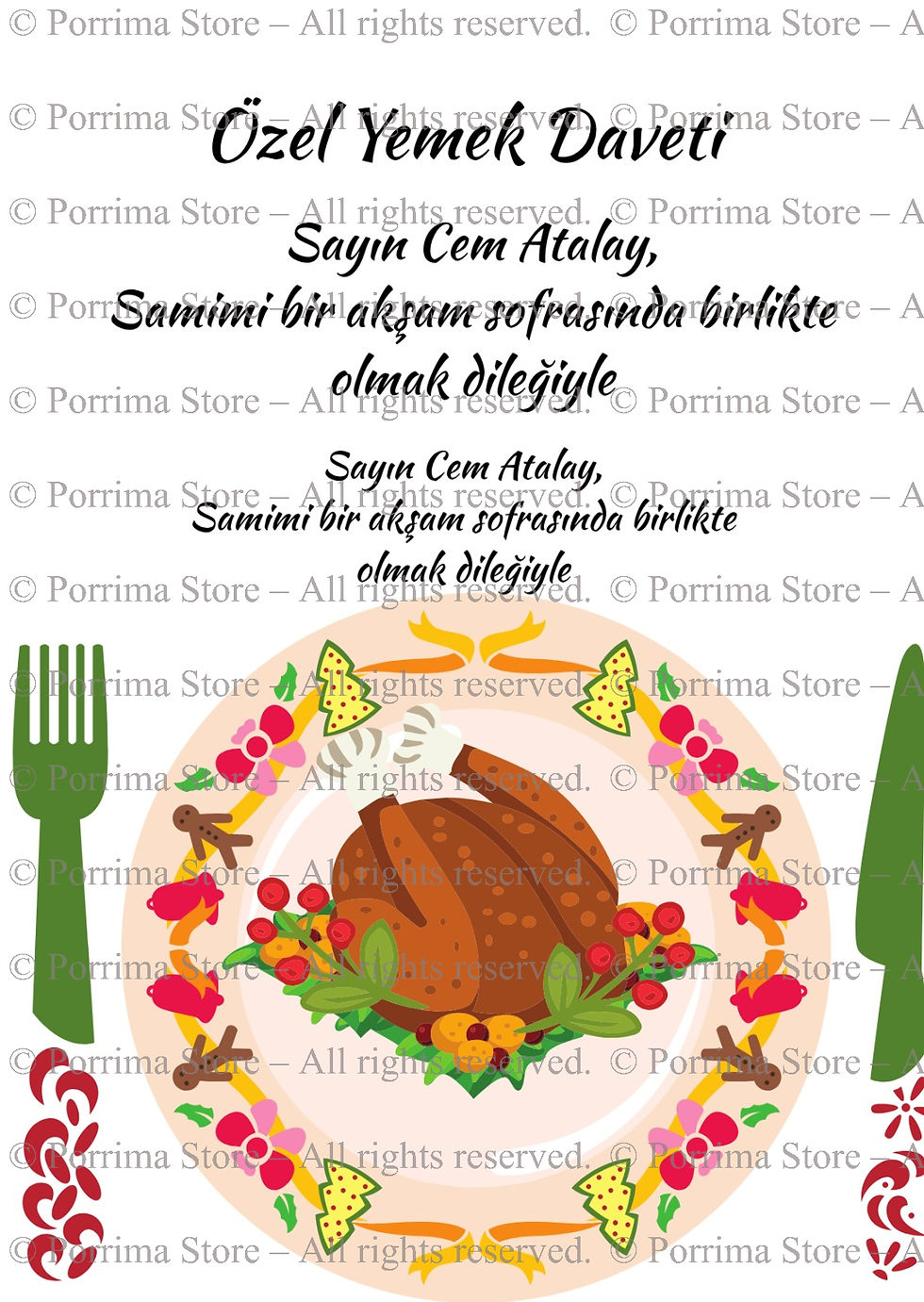 AKŞAM YEMEĞİ DAVETİYESİ