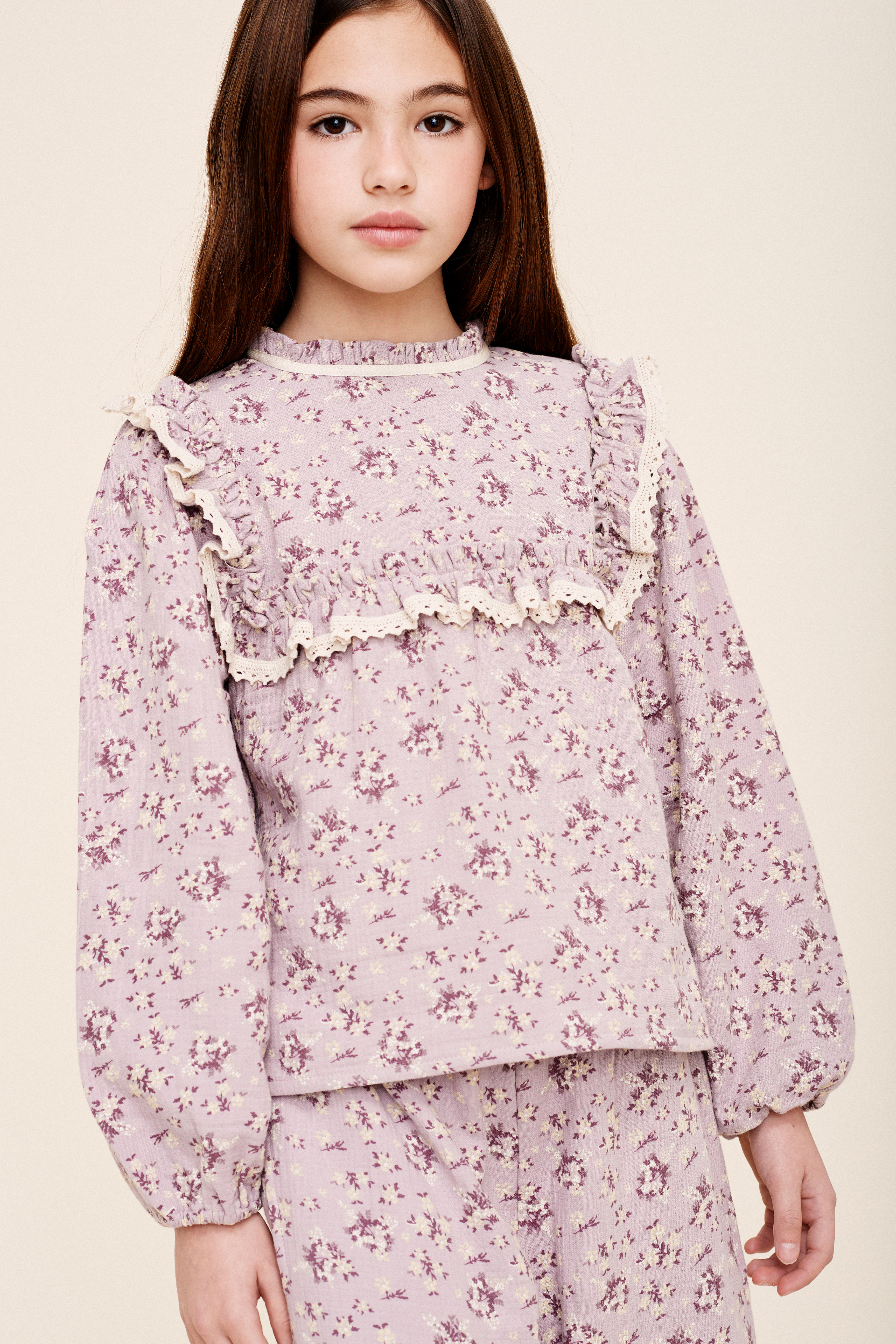 Liilu Lerla Flower Blouse (Lilac Floral)