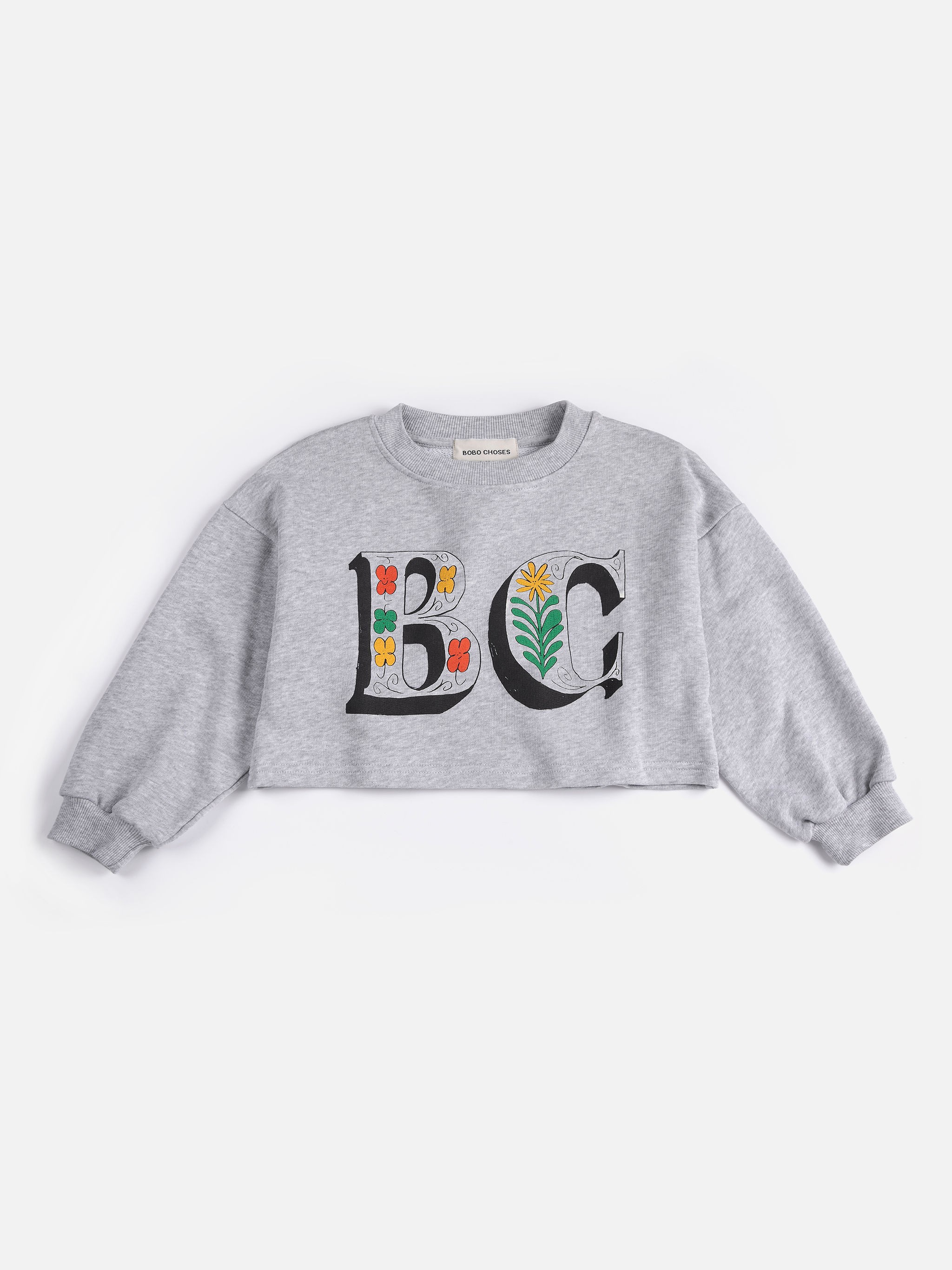 Bobo Choses Spring Letters Cropped Sweatshirt (Heather Grey)