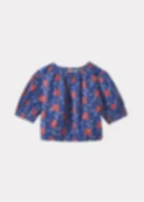 Caramel Queens Park Blouse (Blue Rose Posy Print)