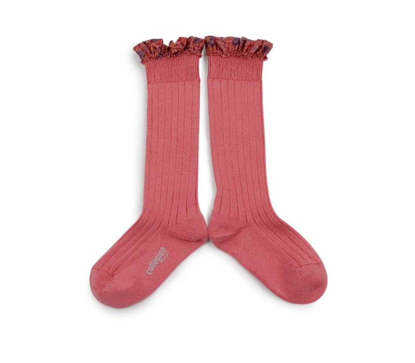 Collégien Liberty Ruffle Knee-High Socks (No.787 Rose Litchi)