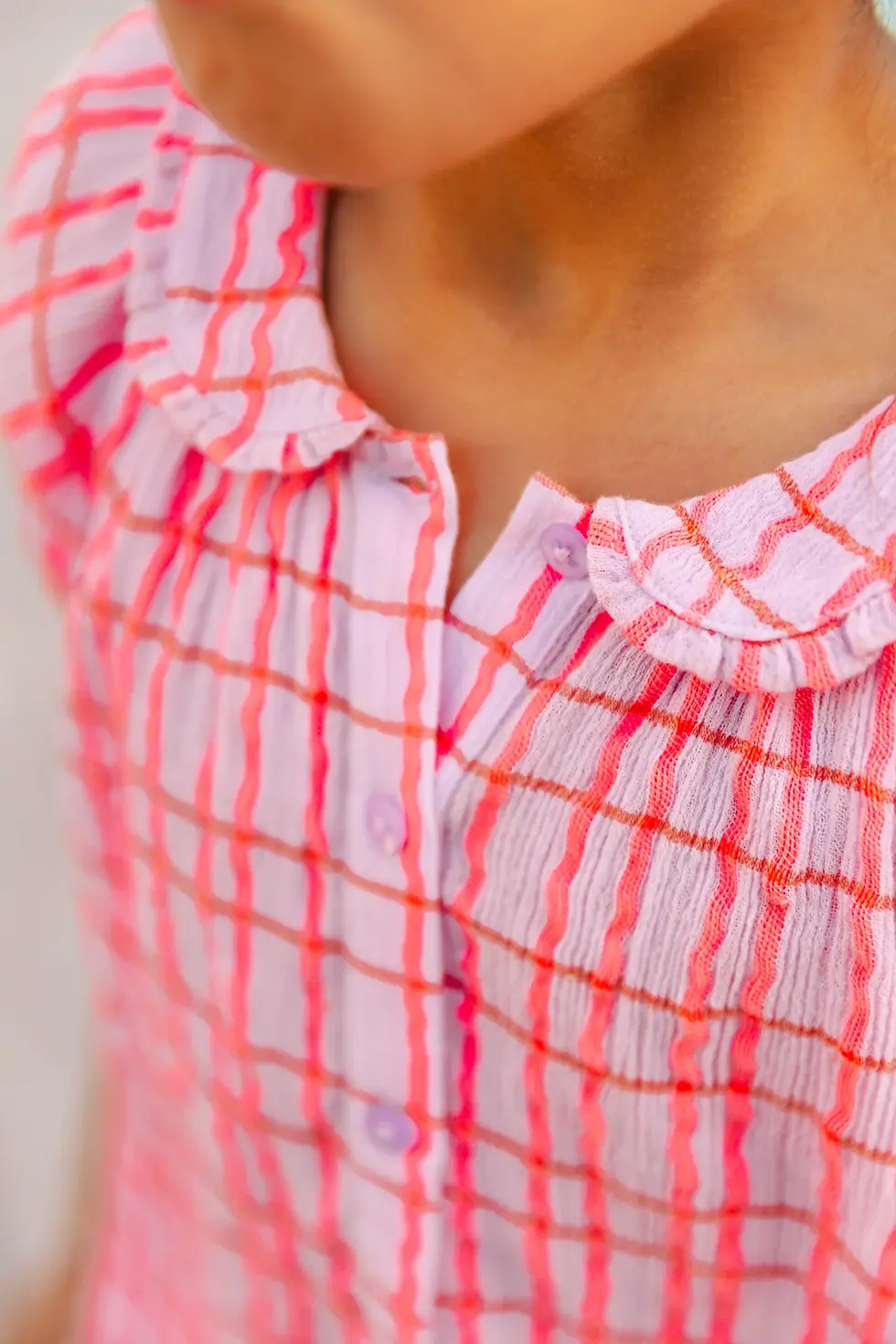 Thumbnail: Bonton/Bonbon Aida Blouse (Carreau Parme)