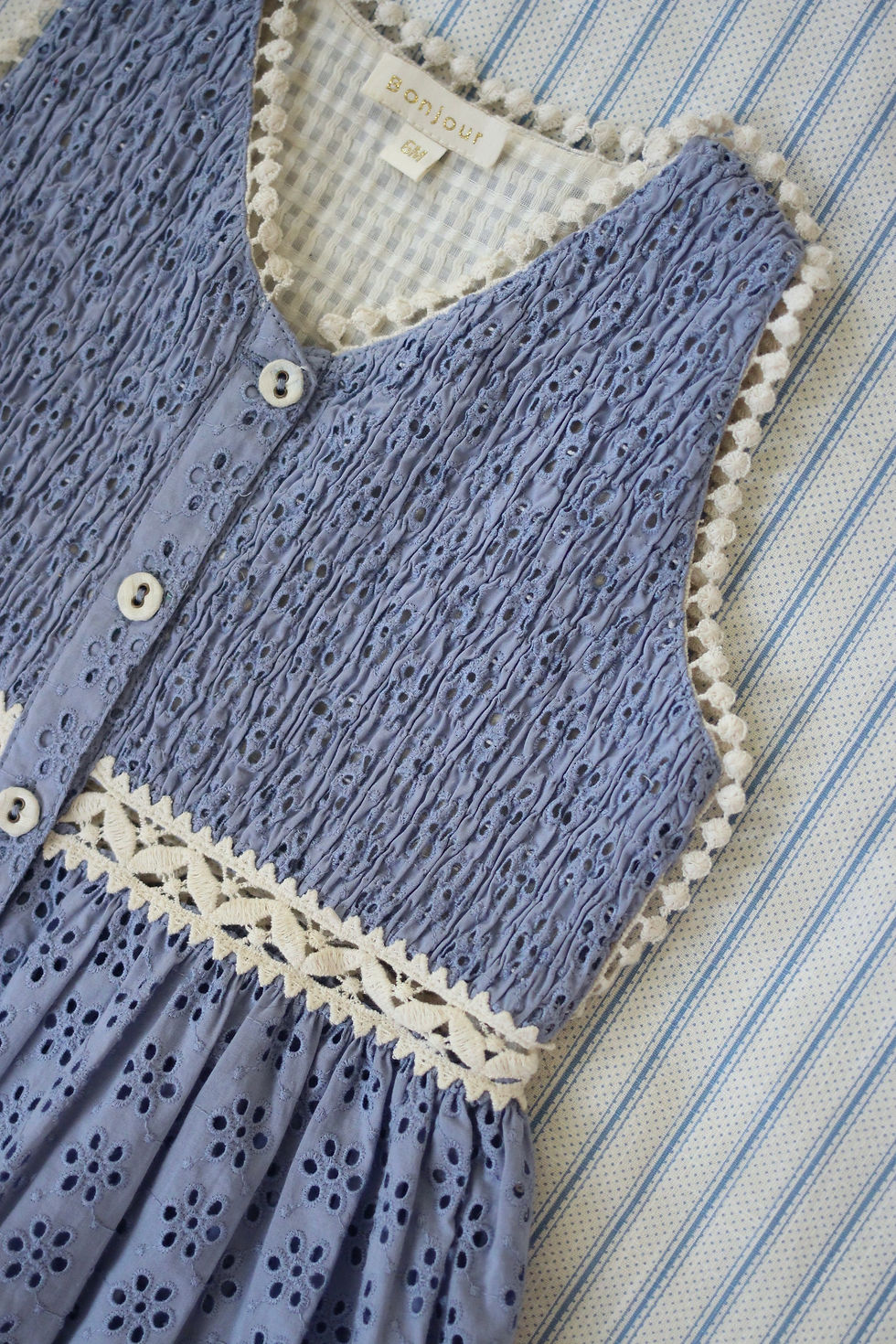 ワンピース Bonjour diary Ibiza Dress 10y Bonjour Diary Ibiza Dress (Blue Broderie Aglaise) | Jean +