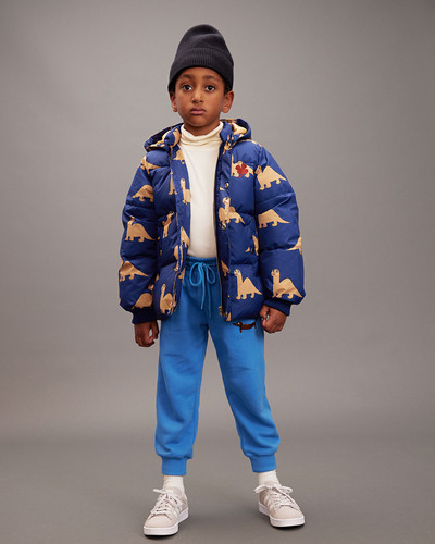 Mini Rodini Dinos Hooded Puffer (Blue) | Jean + Hadley