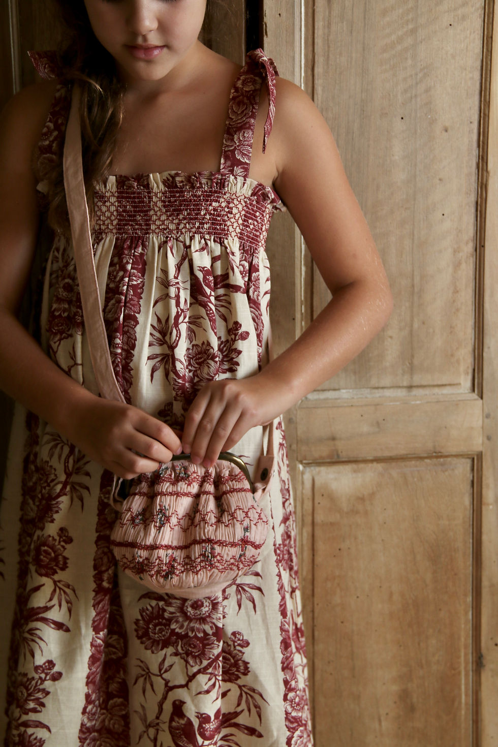 Thumbnail: Bonjour Diary Skirt Dress with Triangle Scarf (Bird Print)