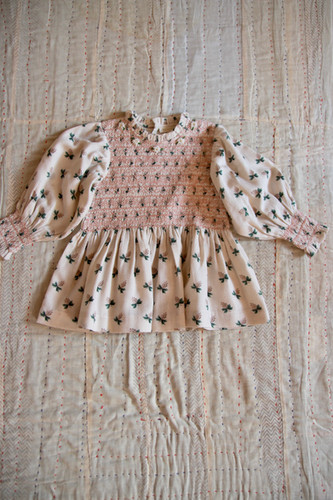 トップス Bonjour Diary HANDSMOCK BLOUSE Handsmock blouse with crochet collar tapestry pink stripe print
