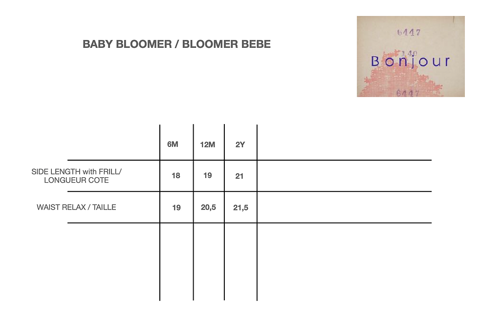 Thumbnail: Bonjour SS24 Size Charts 2 (Dress and Bottom)