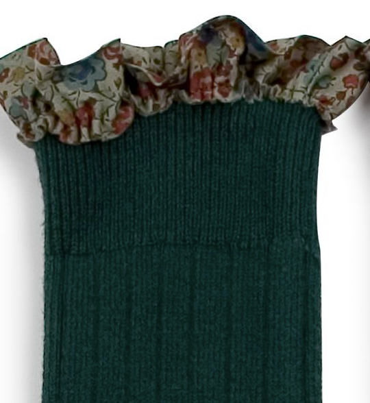 Thumbnail: Collégien Liberty Ruffle Knee-High Socks (No. 785 Vert Forêt)